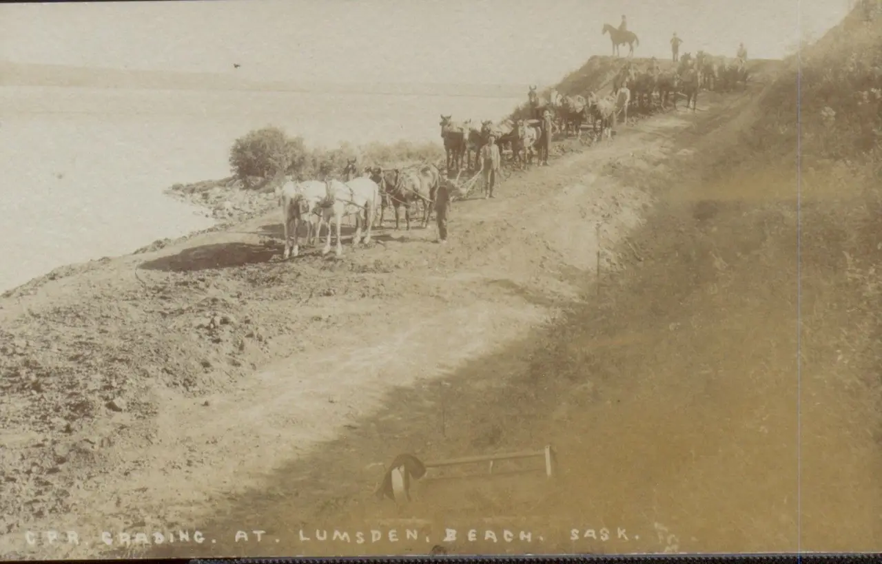 C.P.R. grading at Lumsden Beach, about 1910